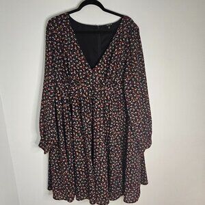 Torrid Deep V-Neck Long Sleeve Fit & Flare Dress